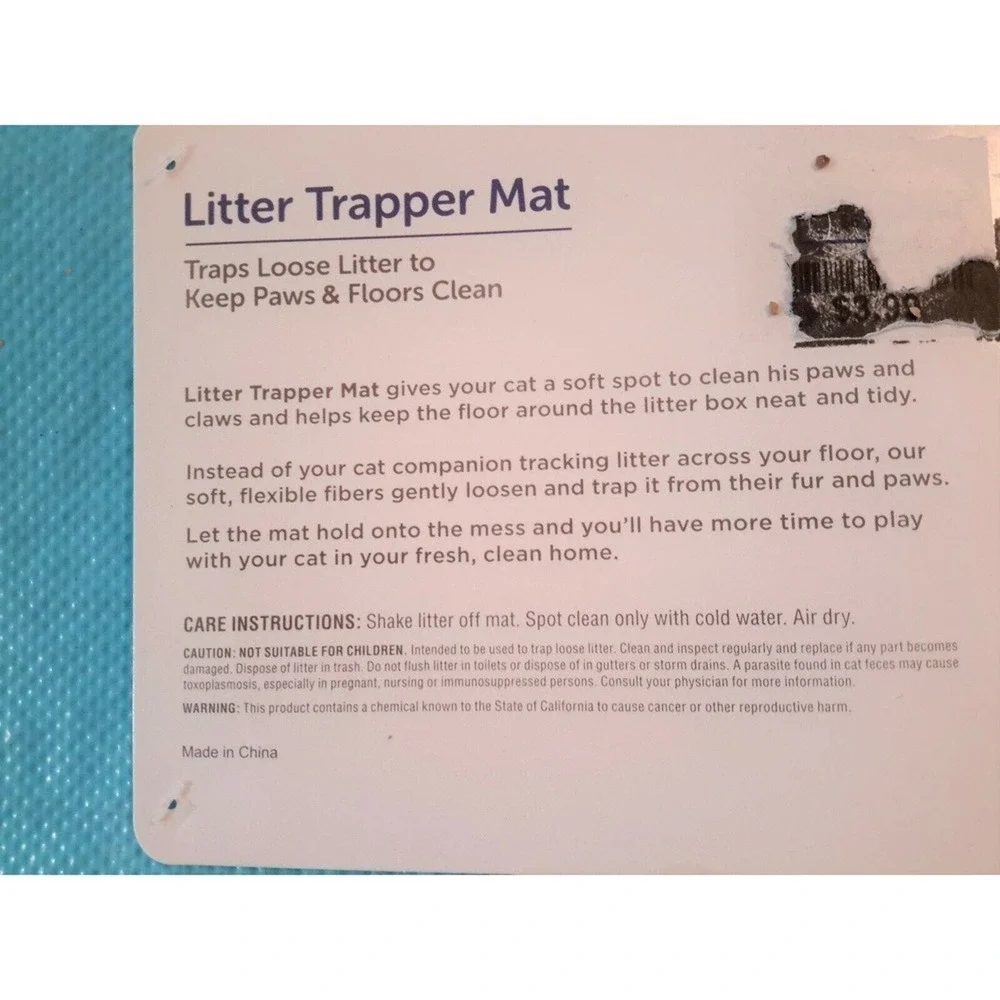 New Cat Litter Floor Matt Paw Print Blue Dog Pet Food Bowl Textured Flexible